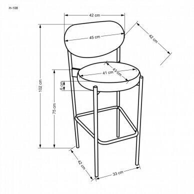 H108 pilka baro kėdė 5