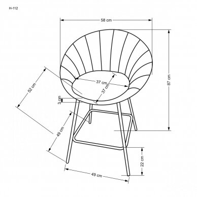 H112 pilka baro kėdė 2