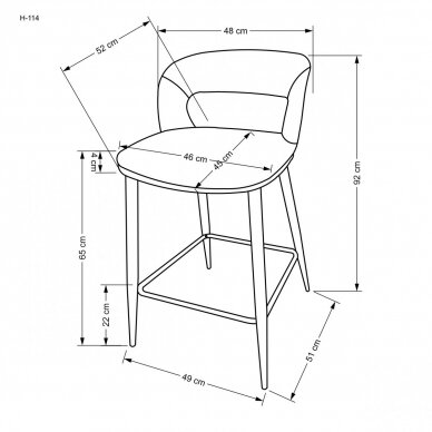 H114 pilka baro kėdė 5